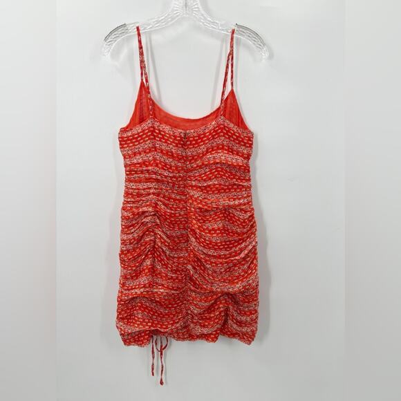 Revolve The East Order Liliana Orange Red Floral Ruched Mini Dress L New Nwt - Picture 4 of 14